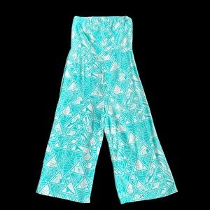 COPY - Hawaii’s Finest cropped romper Kalo leaf print small rayon back zip